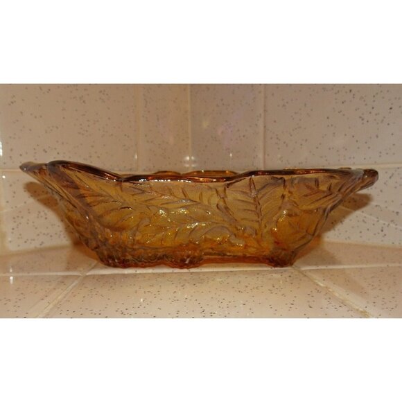 Vintage Triangle Shaped Carnival Glass Blackberry Designed Candy Dish Bowl - Picture 2 of 10